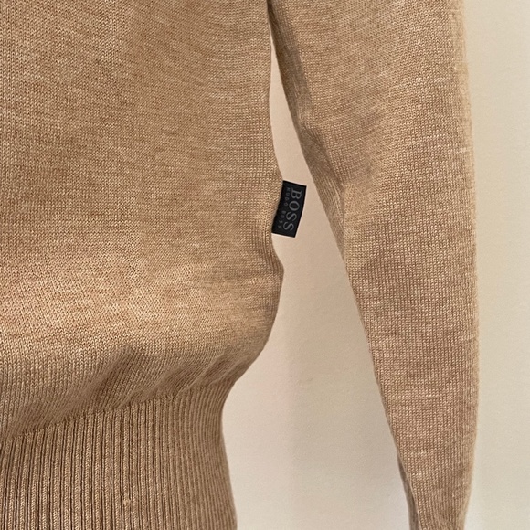 New Hugo Boss Sweater Half Zip Buttons Beige Camel Pullover Sweater - Picture 6 of 10